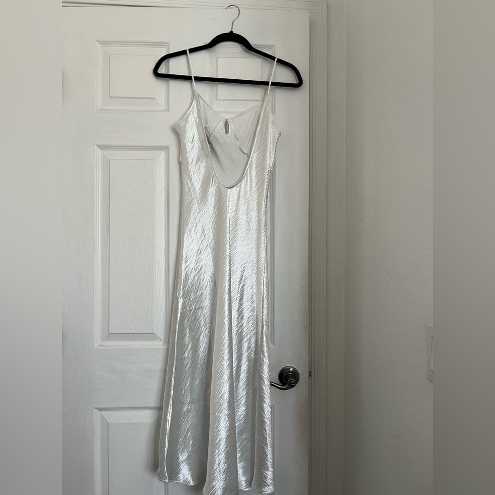 Elegant Lulus White Satin Slip Dress With Deep Back - Picture 4 of 9